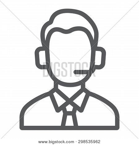Soccer Commentator Line Icon, Sport And Announce, Match Commentator Sign, Vector Graphics, A Linear 