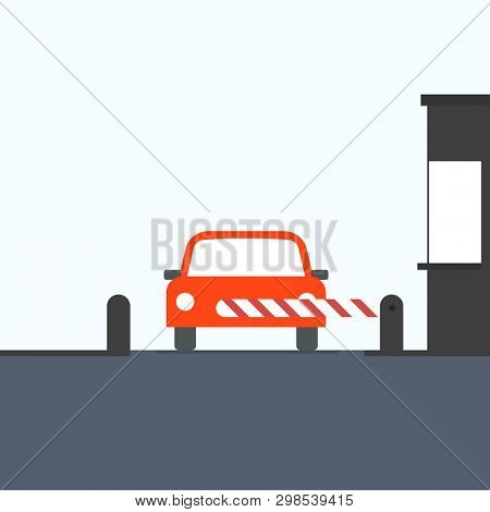 toll booth with car. Clipart image isolated on white background