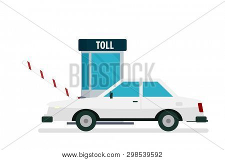 toll booth with car. Clipart image isolated on white background