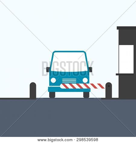 toll booth with van. Clipart image isolated on white background