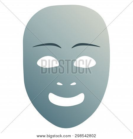 Theatrical Mask With Joy Emotion. Vector Illustration. Blue Mask With Gradient Isolated On White Bac