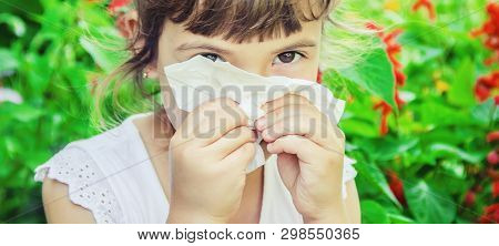 Seasonal Allergy In A Child. Coryza. Selective Focus.