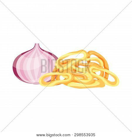 Isolated Object Of Onion  And Ring  Icon. Collection Of Onion  And Crisp  Vector Icon For Stock.