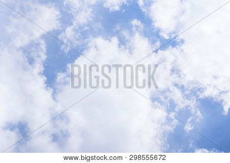Sky Landscape. Blue Sky Background With White Dramatic Clouds, Dramatic Cloudy Sky Scene. Sky Landsc