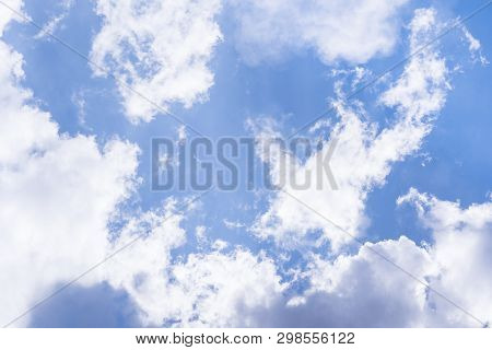 Sky Landscape. Blue Sky Background With White Dramatic Clouds, Dramatic Cloudy Sky Scene. Sky Landsc