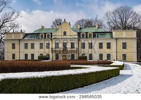 Bedzin, Poland - February 20, 2016: Baroque-classicist Palace Of The Mieroszewski Family.