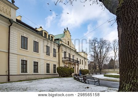 Bedzin, Poland - February 20, 2016: Baroque-classicist Palace Of The Mieroszewski Family.