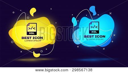 Black Xsl File Document Icon. Download Xsl Button Icon Isolated. Excel File Symbol. Set Of Liquid Co