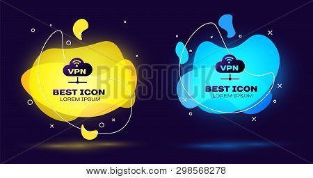 Black Vpn Network Cloud Connection Icon Isolated. Social Technology. Cloud Computing Concept. Set Of