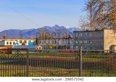 Milkovo, Kamchatka, Russia- 27 September 2014: View Of The Modern Buildings Of Milkovo, Town In The 