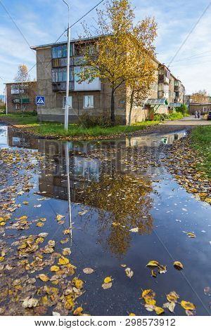 Milkovo, Kamchatka, Russia- 27 September 2014: View Of The Housing Estate In Milkovo, Block Of Flats