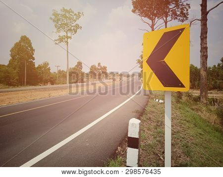 Warning Signs For Curves, Please Drive Carefully And Reduce Driving Speed.