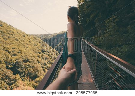 Aerial Road In Okace Okatse Canyon - Georgia. Modern Tourist Landmark And Attraction In Georgia Moun