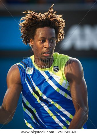 MELBOURNE - 21 januar: Gael Monfils fra Frankrig i sin tredje runde tab til Mikhail Kukishkin af Kazak