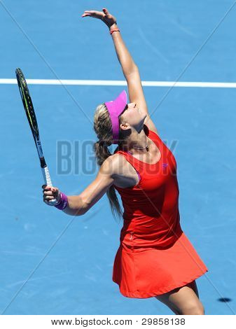 เมลเบิร์น - 17 มกราคม: Maria Kirilenko ของรัสเซียในเธอชนะรอบแรกมากกว่า Jamila Gajdosova ของ Au