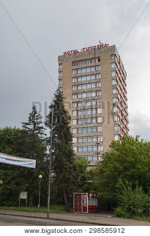 Yambol, Bulgaria - May 3, 2008: Building And Street At The Center Of Town Of Yambol, Bulgaria