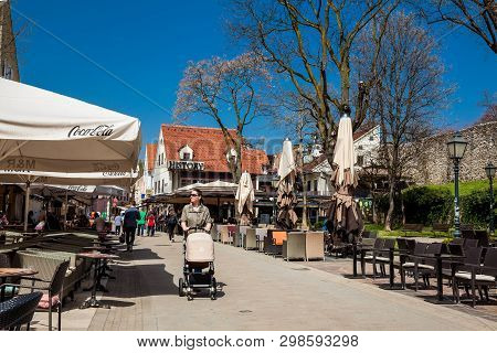 Zagreb, Croatia - April, 2018: People Enjoying A Walk On The Beautiful Streets Of Zagreb At Kaptol I
