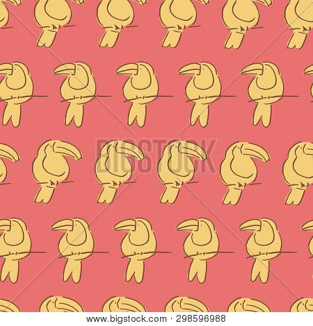 Groovy Tucan Orange Yellow Seamless Pattern Design Background