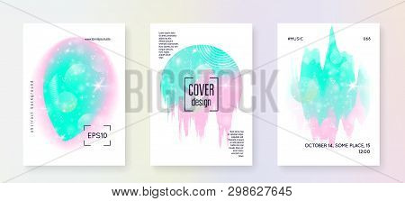 Unicorn Flyer. Kawaii Rainbow Hologram. Princess Holographic Gradient. Bright Universe Banner. Fanta