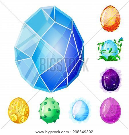 Isolated Object Of Dinosaur  And Magic  Icon. Set Of Dinosaur  And Fantasy Vector Icon For Stock.