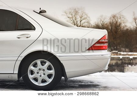 Kiev, Ukraine - November 22, 2018: Mercedes-benz S-class In Winter. The Back Of The Car Mercedes