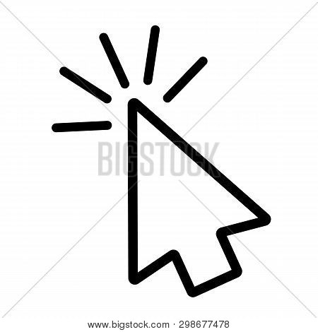 Click Line Icon In Flat Style. Click Symbol Isolated On White Background. Simple Click Abstract Icon