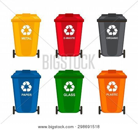 Garbage Can. Garbage Cans For Sorting Waste. Set. Vector Stock Illustration