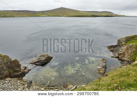 Coastal View Toward The Knab In Lerwick, Which Is The Main Port On The Shetland Isles, Scotland.