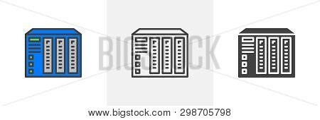 Nas Server Icon. Line, Glyph And Filled Outline Colorful Version, Big Data Server Hardware Outline A