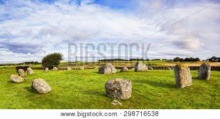 Panorama Of Torhouse Stones, A Bronze Age Monument In The Machars Region Of Wigtownshire, Scotland.
