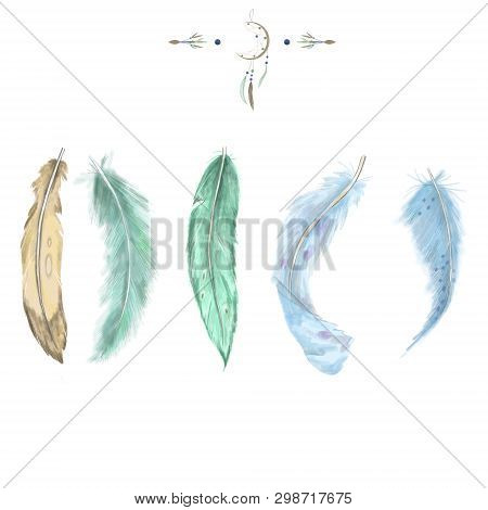 Feathers Watercolor Blue Feather, Dreamcatcher Feather Digital Feather, Clip Art, Drawng, Illustrati