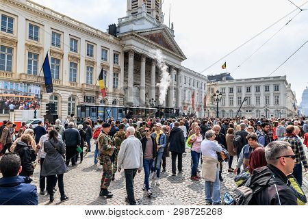 Brussels, Belgium - May 1, 2019: 150th Anniversary Of The Tramway In Brussels, 150eme Anniversaire D