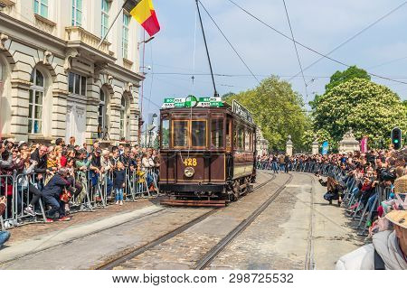 Brussels, Belgium - May 1, 2019: 150th Anniversary Of The Tramway In Brussels, 150eme Anniversaire D