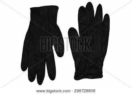 Black Nitrite Glove,isolated On White With Clipping Path