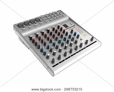 Hand Adjusting Audio Mixer Isolated On White Background 3d Render Without Shadow