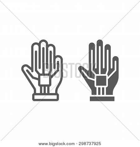 Vr Glove Line And Glyph Icon, Virtual And Technology, Wired Gloves Sign, Vector Graphics, A Linear P