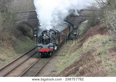 Standard Steam Locomotive 80072 At The Great Central Railway Heritage Steam Railway, Loughborough, L