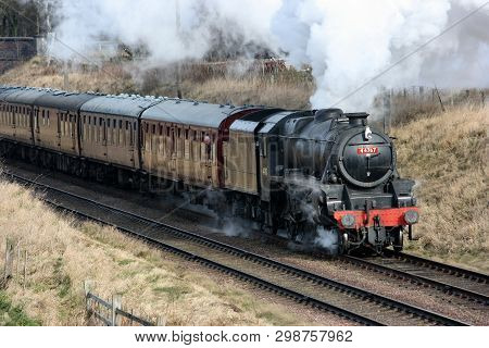 Black Five Steam Loco Number 44767 At The Great Central Railway Heritage Steam Railway, Loughborough