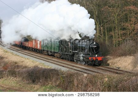 Stanier Mogul Steam Locomotive 42968 At The Great Central Railway Heritage Steam Railway, Loughborou