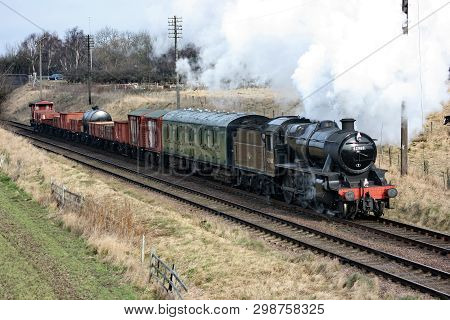 Stanier Mogul Steam Locomotive 42968 At The Great Central Railway Heritage Steam Railway, Loughborou