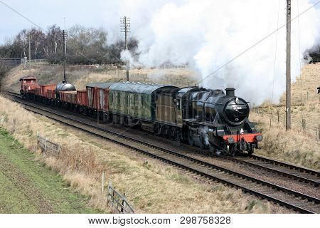 Stanier Mogul Steam Locomotive 42968 At The Great Central Railway Heritage Steam Railway, Loughborou