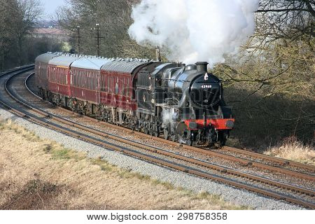 Stanier Mogul Steam Locomotive 42968 At The Great Central Railway Heritage Steam Railway, Loughborou
