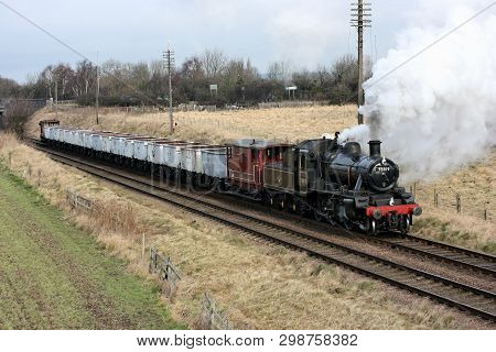 Standard 78019 Steam Loco With The Windcutter Train At The Great Central Railway Heritage Steam Rail