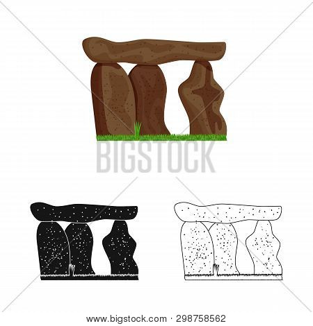 Vector Design Of Stone  And Monolith  Sign. Collection Of Stone  And Prehistoric Stock Vector Illust