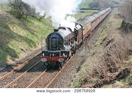 Lms Pacific Steam Locomotive No. 6201 Princess Elizabeth Departs Hellifield, North Yorkshire 17th Ap