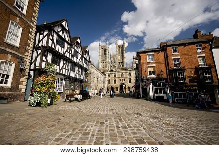 A View Of The Cathedral From Castle Square, Lincoln, Lincolnshire, Uk -august 2009