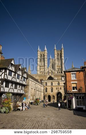 A View Of The Cathedral From Castle Square, Lincoln, Lincolnshire, Uk -august 2009