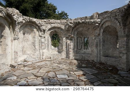 Church Ruins On Isola Comacina Island, Lake Como, Italy - August 2011