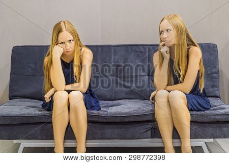 Woman Experiencing Angry Emotions And Evaluate Their Emotions From The Side. Emotional Intelligence 