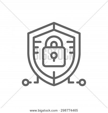 Antivirus, Data Protection, Cyber Security Line Icon.